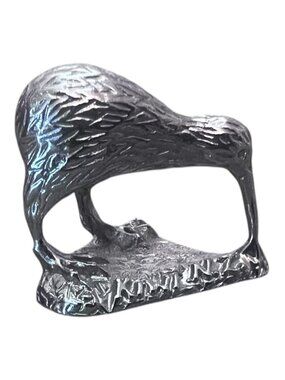Vintage Pewter Kiwi Bird Figurine New Zealand 1"X 1" Small Collectible Sculpture